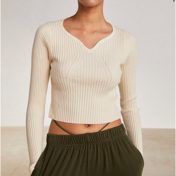 REVOLVE Tops - NEW notch collar plunge crop sweater